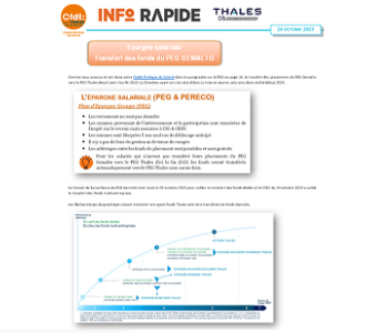DIS - Info Rapide - Transfert des fonds du PEG Gemalto vers le PEG Thales