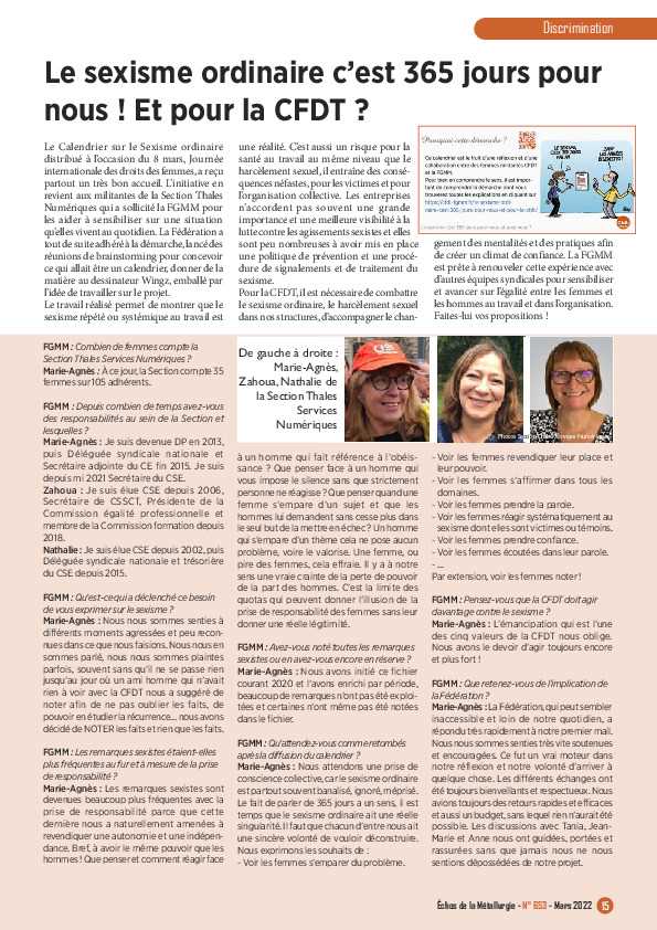 les &eacute;chos de la m&eacute;tallurgie : sexisme ordinaire