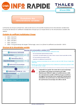 DIS - Info Rapide - Evolutions des rémunérations variables